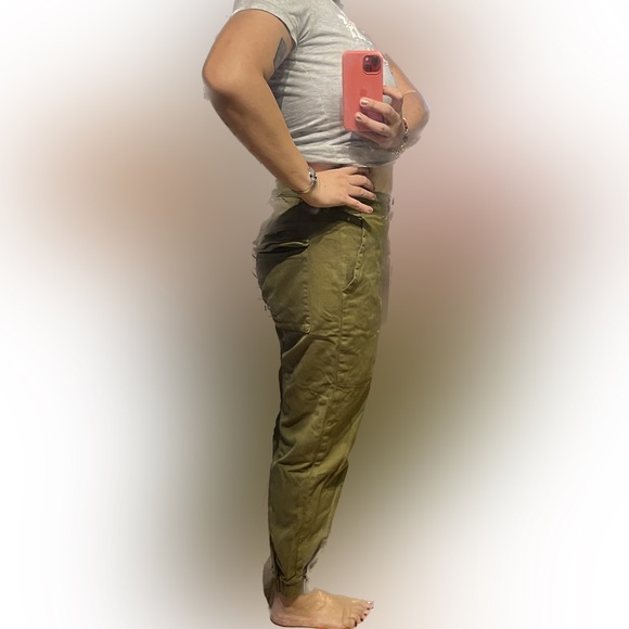 SERRA Khaki Pants Ankle OLIVE OIL Wash Fatigue Camo Parachute Trouser Utility M - Picture 3 of 11